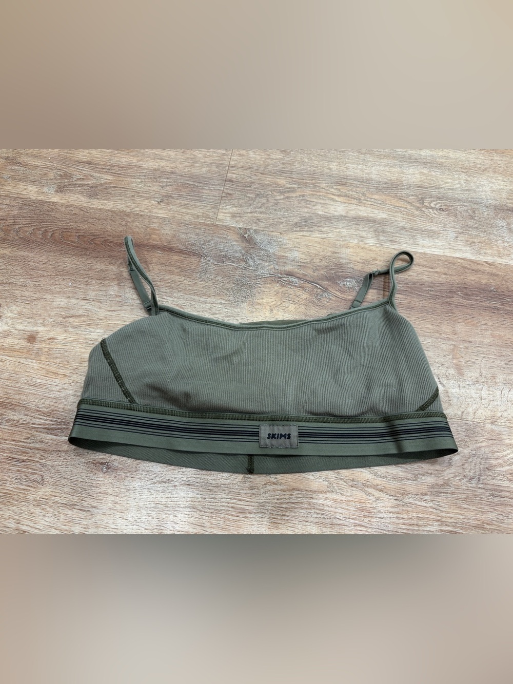 SKIMS Olive Green Ribbed Bralette